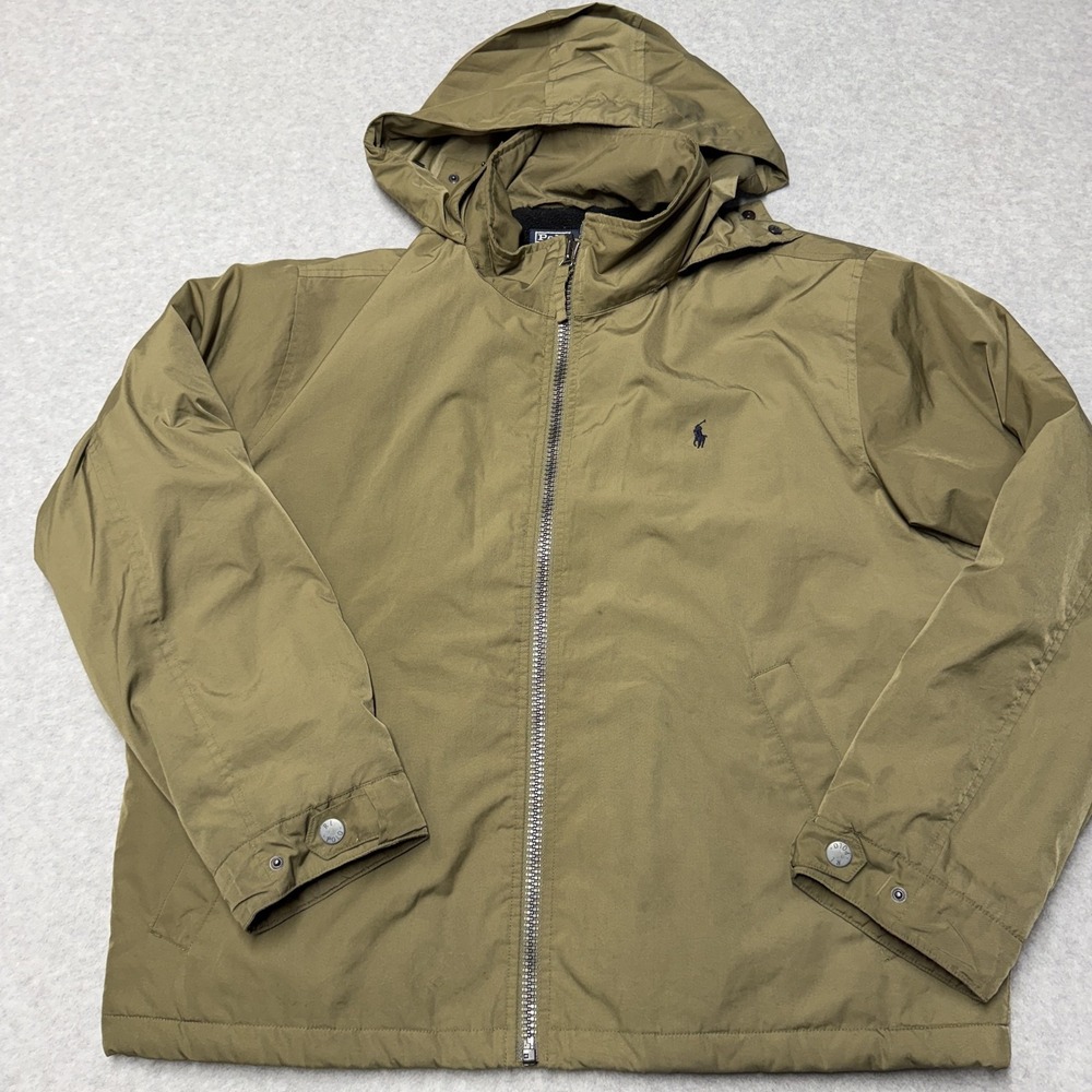 Polo Ralph Lauren Bi Swing Jacket Mens XL Green Hooded Fleece Lined Full Zip